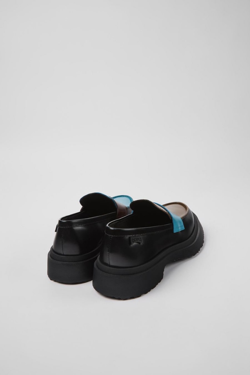 Mocasines Camper Twins Cuero Mujer Negras | SFVJN-3798
