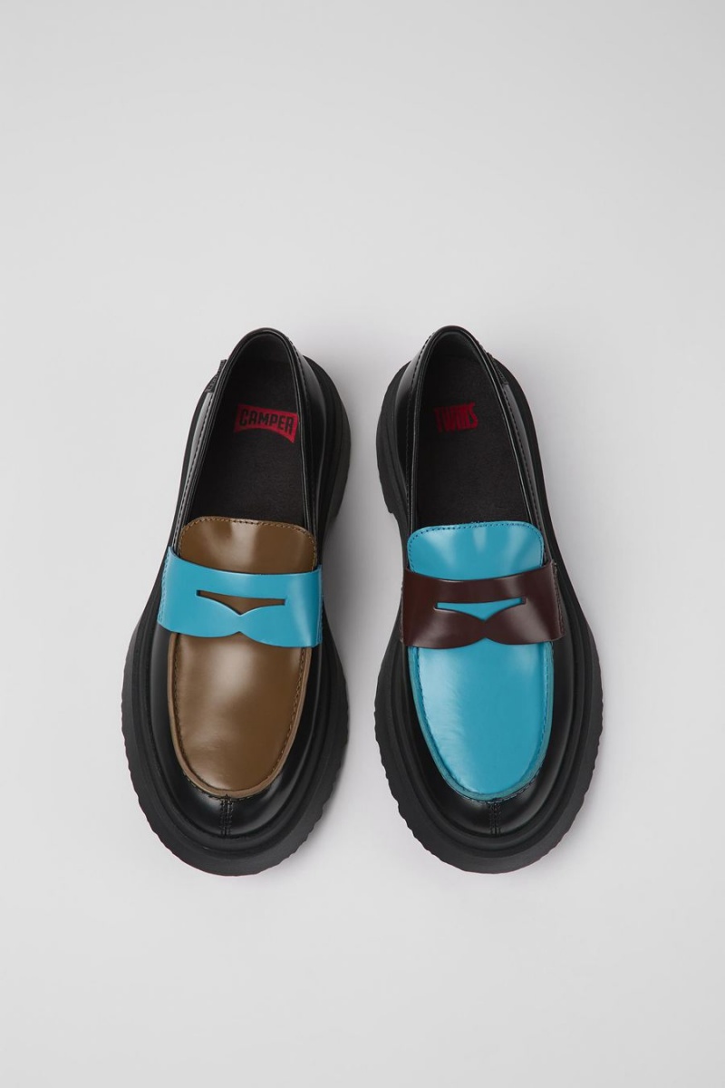Mocasines Camper Twins Cuero Mujer Negras | SFVJN-3798