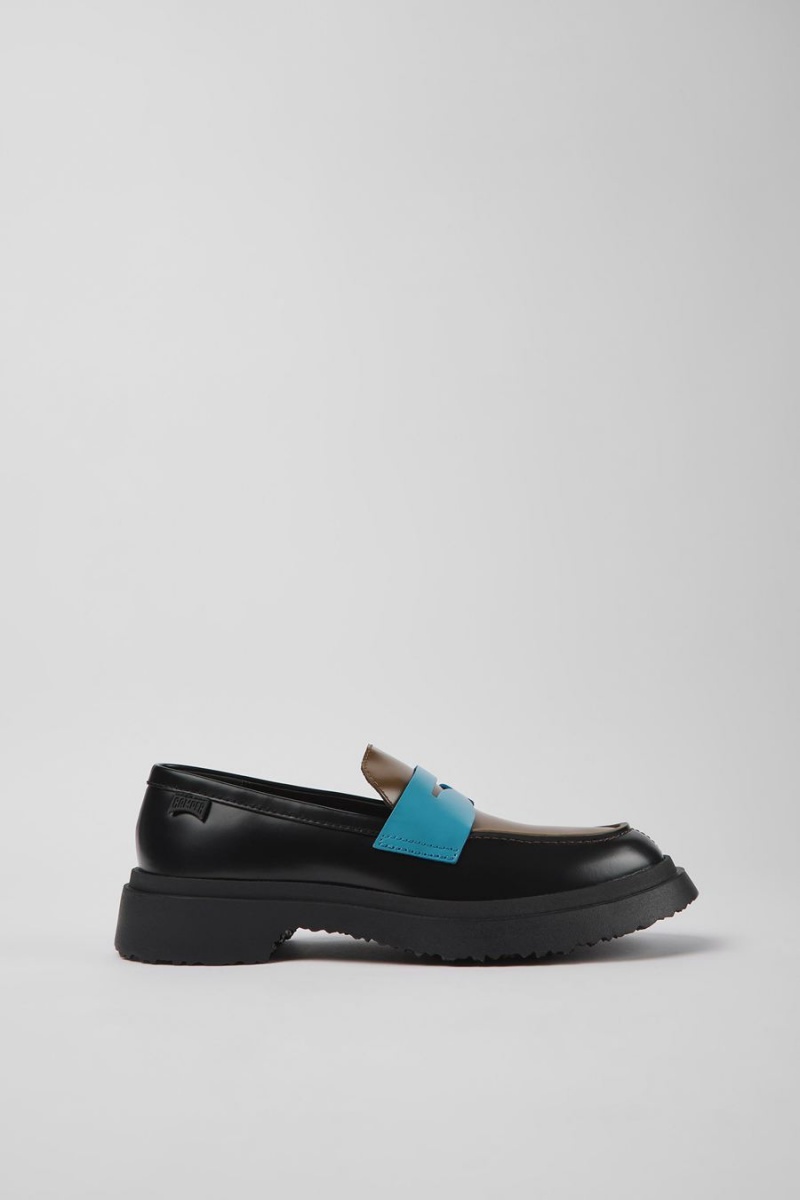 Mocasines Camper Twins Cuero Mujer Negras | SFVJN-3798