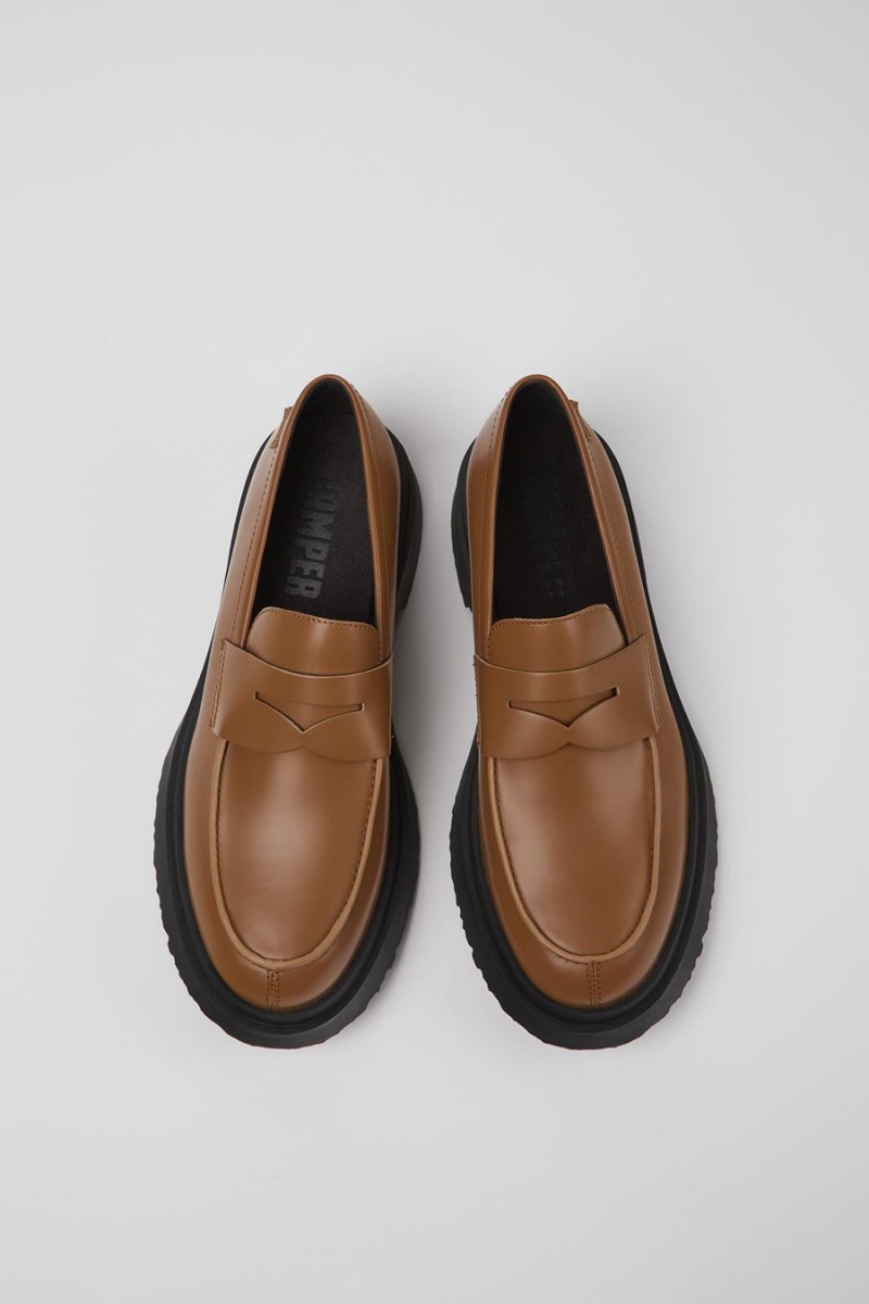 Mocasines Camper Walden Cuero Hombre Marrones | ZHUVB-4357