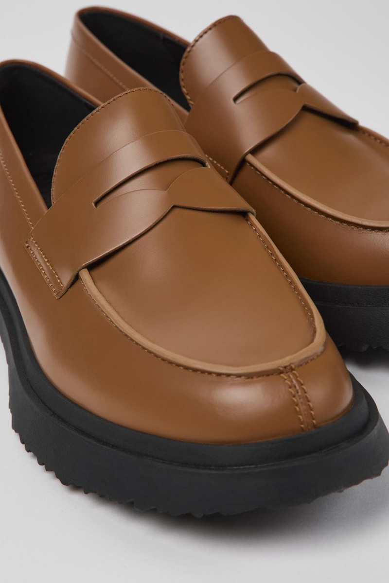 Mocasines Camper Walden Cuero Hombre Marrones | ZHUVB-4357