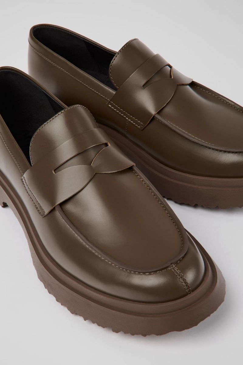 Mocasines Camper Walden Cuero Hombre Marrones | ISQRU-7365