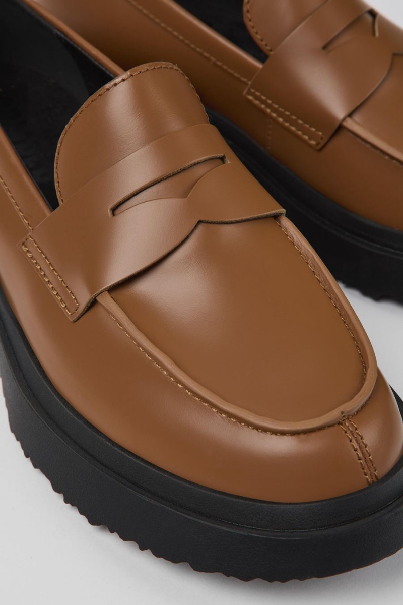 Mocasines Camper Walden Cuero Mujer Marrones | QVHST-3814