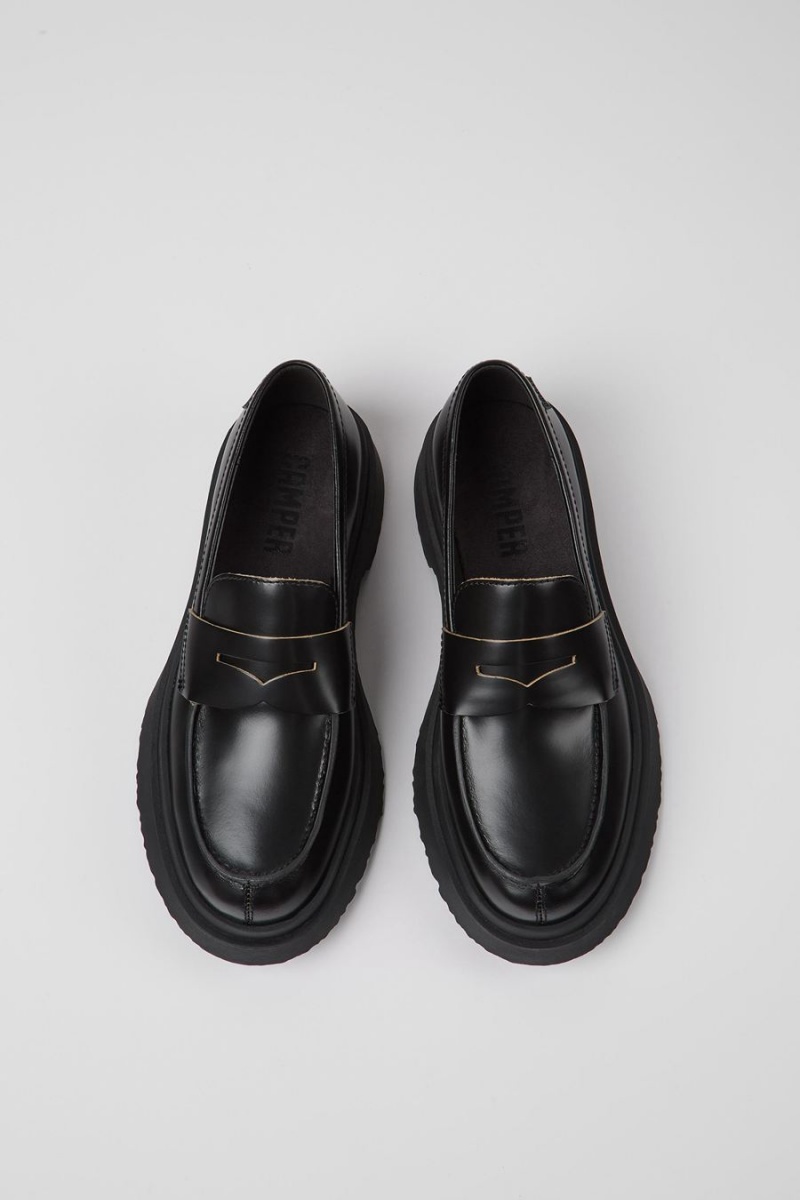 Mocasines Camper Walden Cuero Mujer Negras | NGYJO-1354