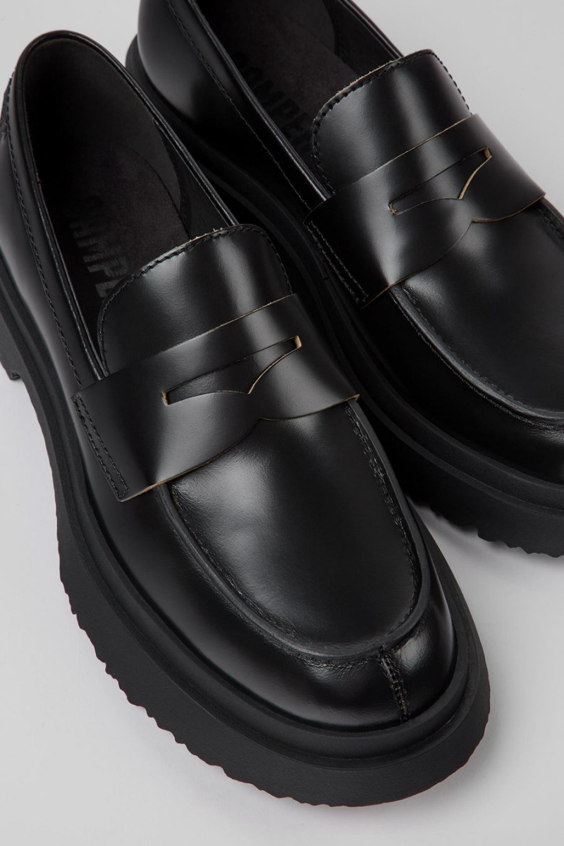 Mocasines Camper Walden Cuero Mujer Negras | NGYJO-1354