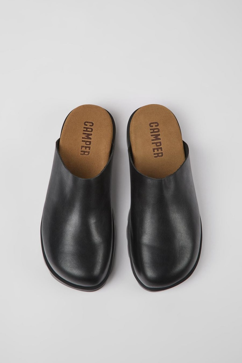 Pantuflas Camper Brutus Cuero Clogs Hombre Negras | KEUFW-6857
