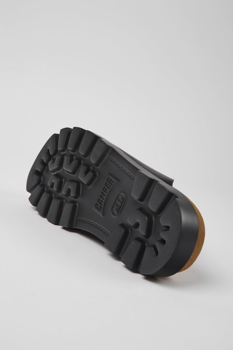 Pantuflas Camper Brutus Cuero Clogs Hombre Negras | KEUFW-6857