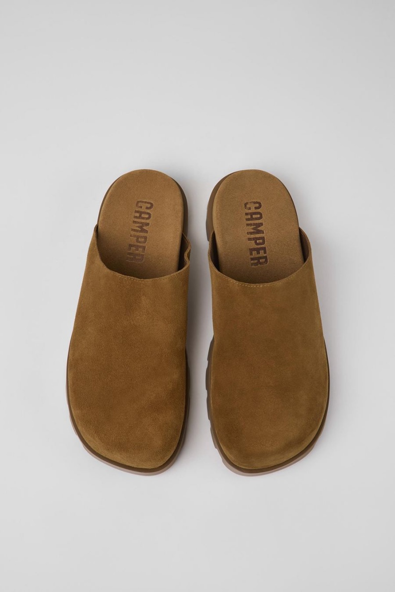 Pantuflas Camper Brutus Cuero Clogs Hombre Marrones | KXEYU-0194