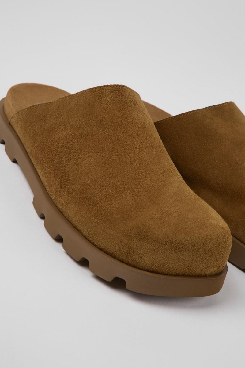 Pantuflas Camper Brutus Cuero Clogs Hombre Marrones | KXEYU-0194