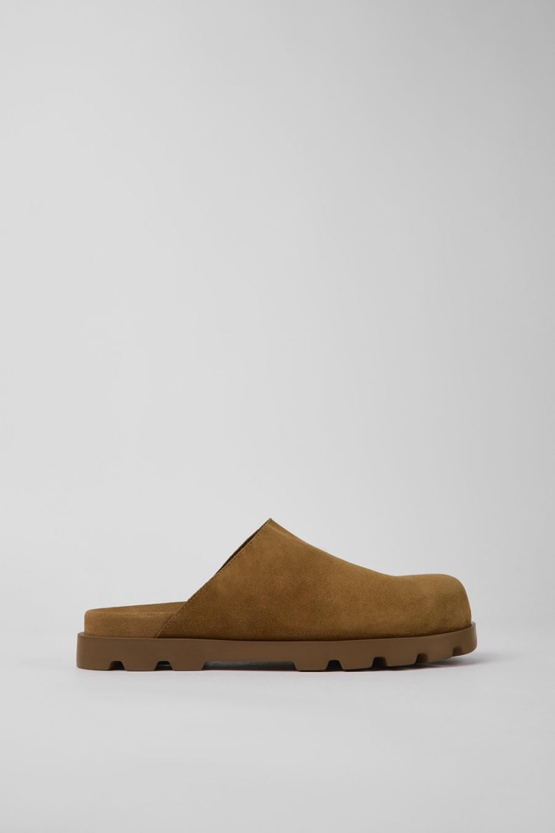 Pantuflas Camper Brutus Cuero Clogs Hombre Marrones | KXEYU-0194