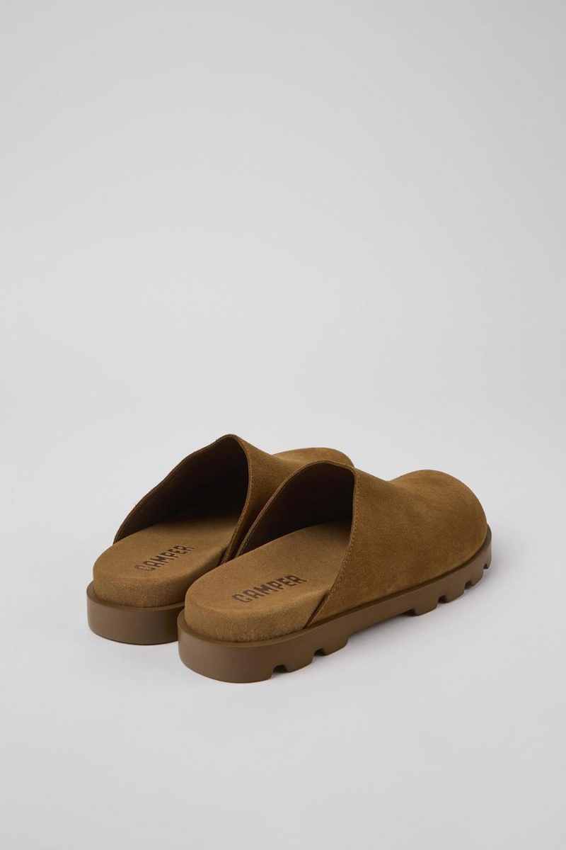 Pantuflas Camper Brutus Cuero Clogs Mujer Marrones | EVGCW-6824