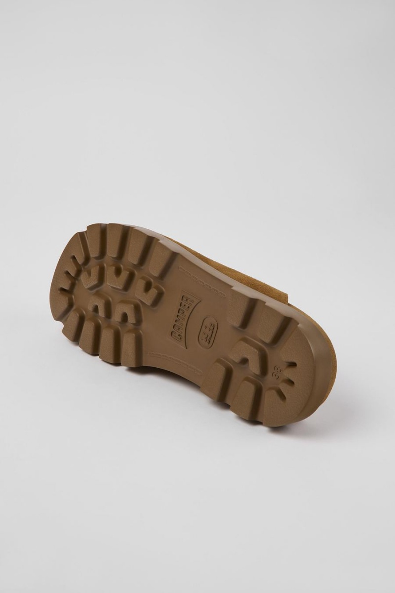 Pantuflas Camper Brutus Cuero Clogs Mujer Marrones | EVGCW-6824