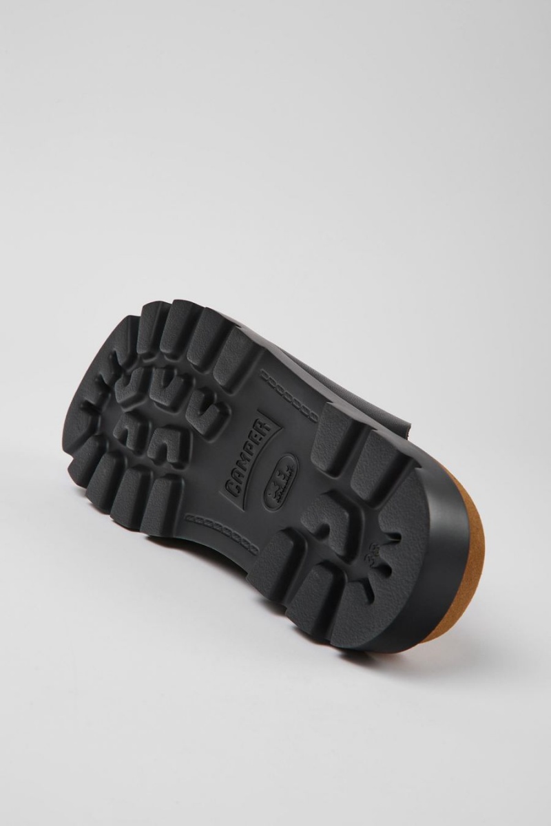 Pantuflas Camper Brutus Cuero Clogs Mujer Negras | TRMLB-9410
