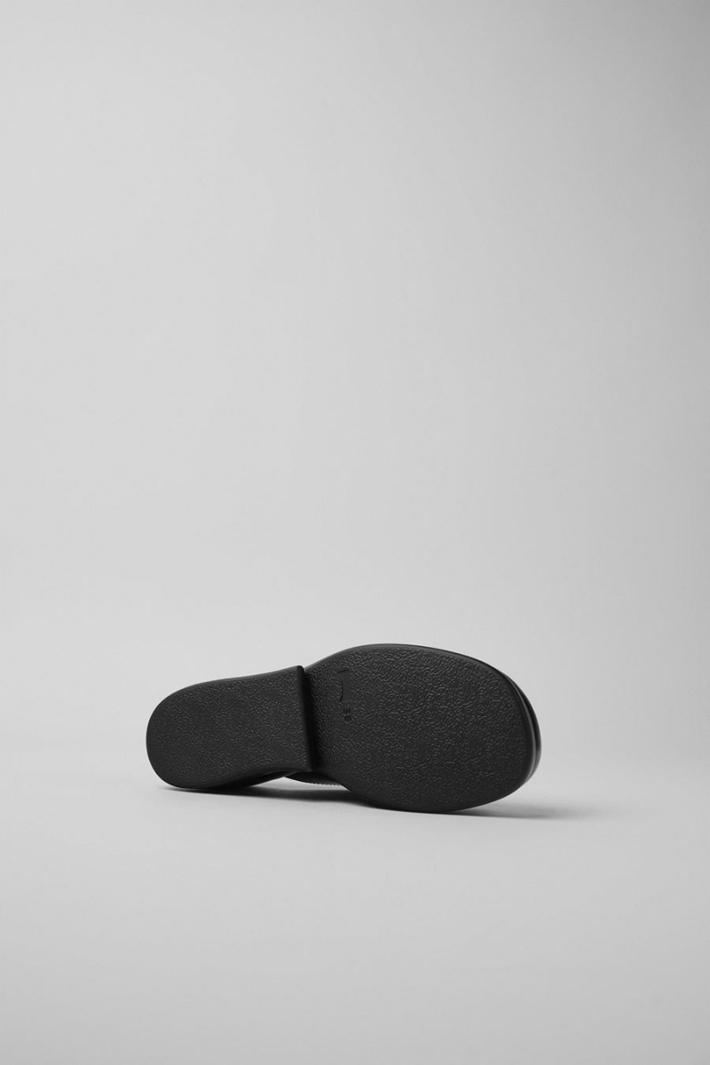 Pantuflas Camper Kaah Cuero Clogs Mujer Negras | ORZUK-6413