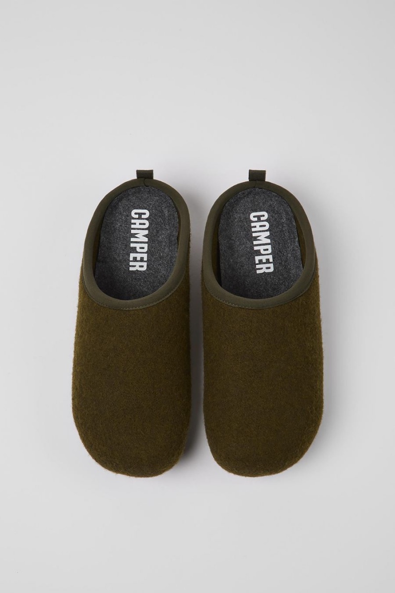 Pantuflas Camper Wabi Lana Hombre Verde | CMEBH-5893