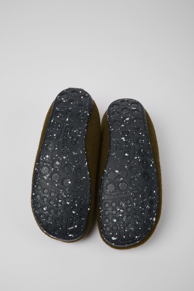Pantuflas Camper Wabi Lana Hombre Verde | CMEBH-5893