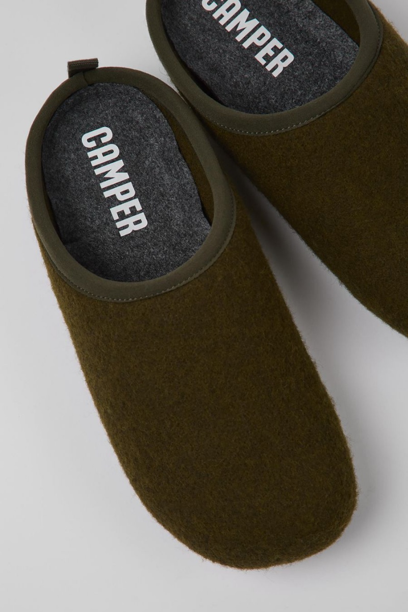 Pantuflas Camper Wabi Lana Hombre Verde | CMEBH-5893