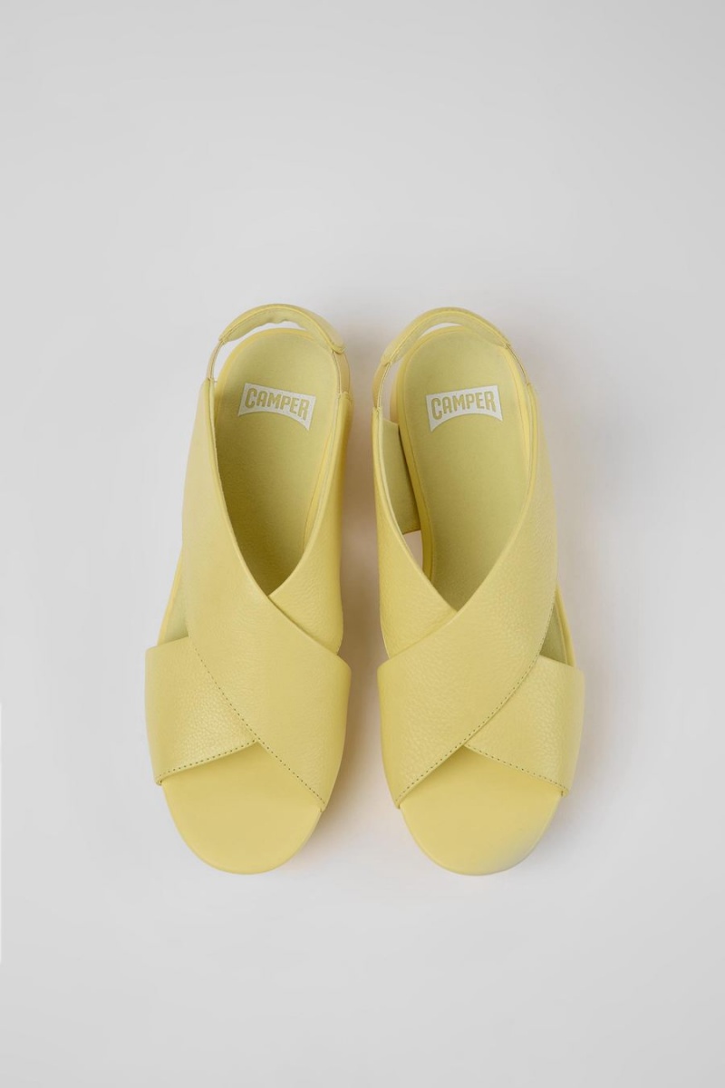 Sandalias Camper Balloon Cuero Mujer Amarillo | QCAFJ-6298