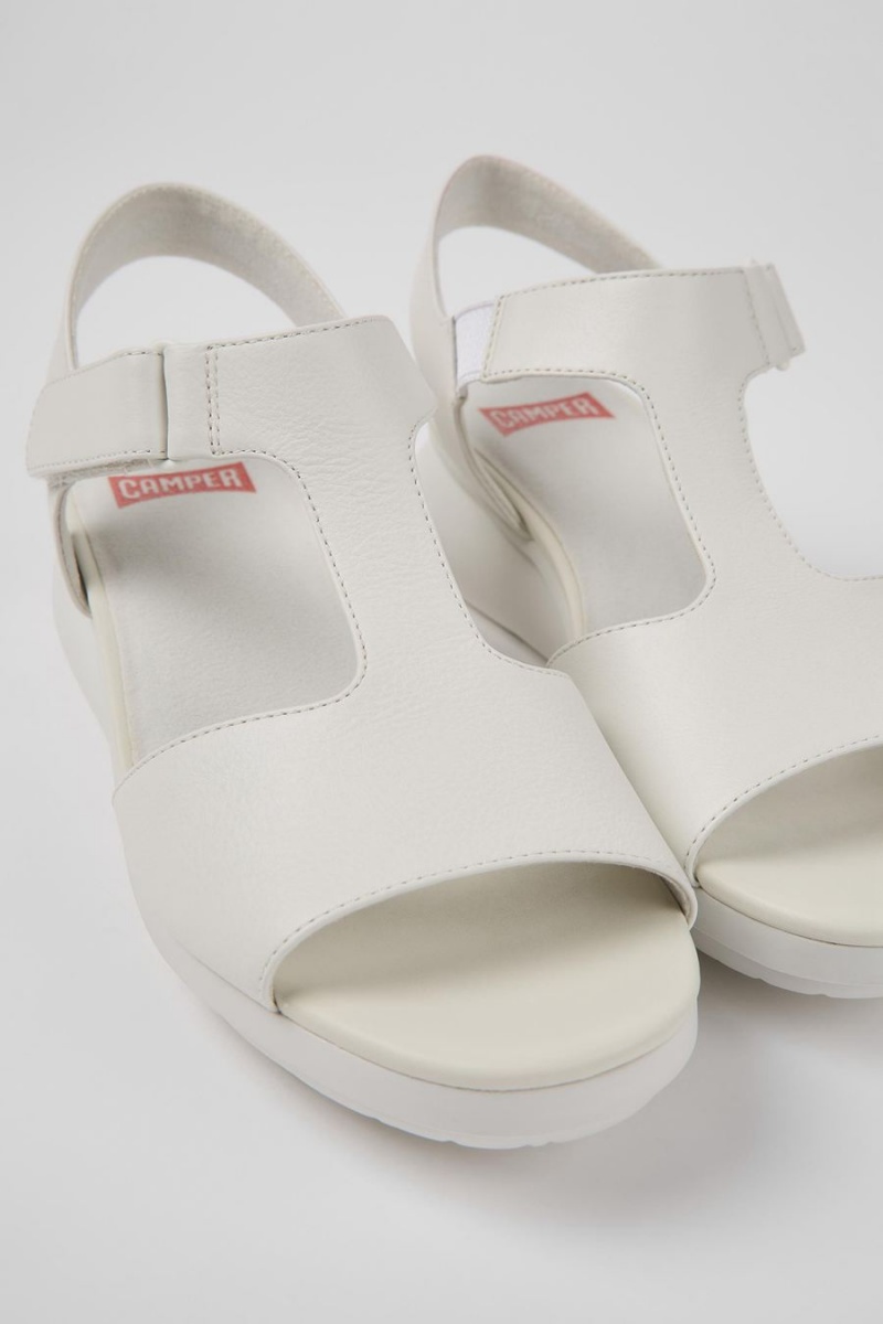 Sandalias Camper Balloon Cuero Mujer Blancas | OKAHP-1594