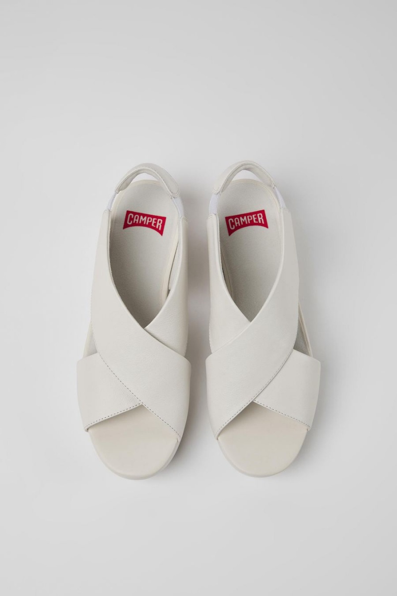 Sandalias Camper Balloon Cuero Mujer Blancas | WFDOR-7390