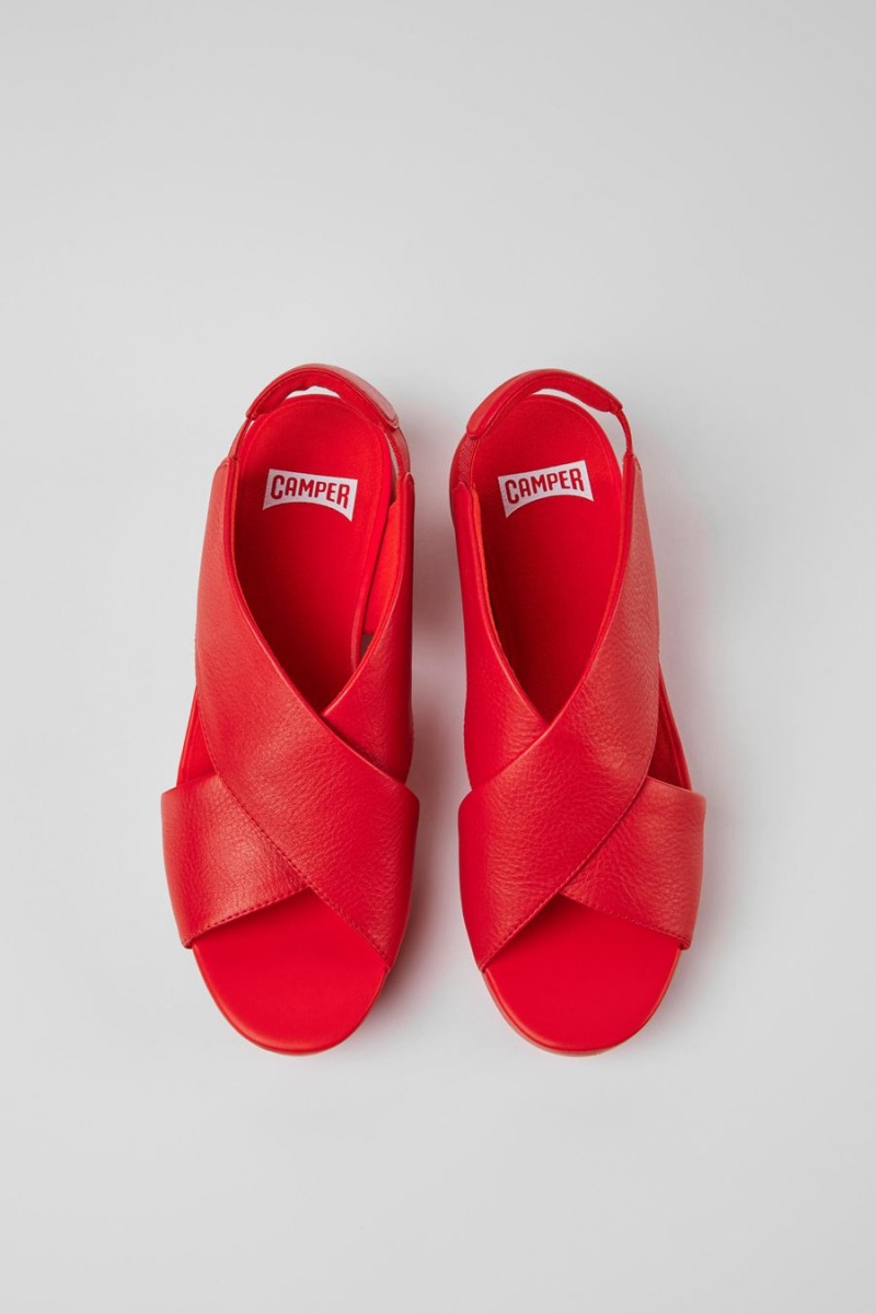 Sandalias Camper Balloon Cuero Mujer Rojas | IEGCA-7543