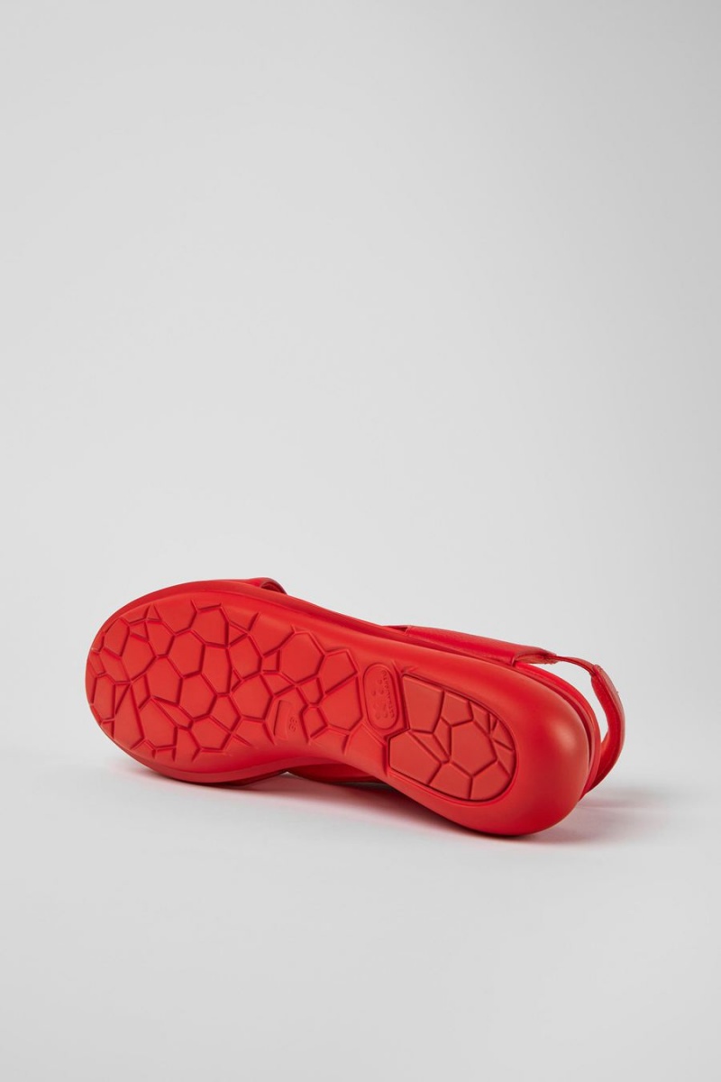 Sandalias Camper Balloon Cuero Mujer Rojas | IEGCA-7543