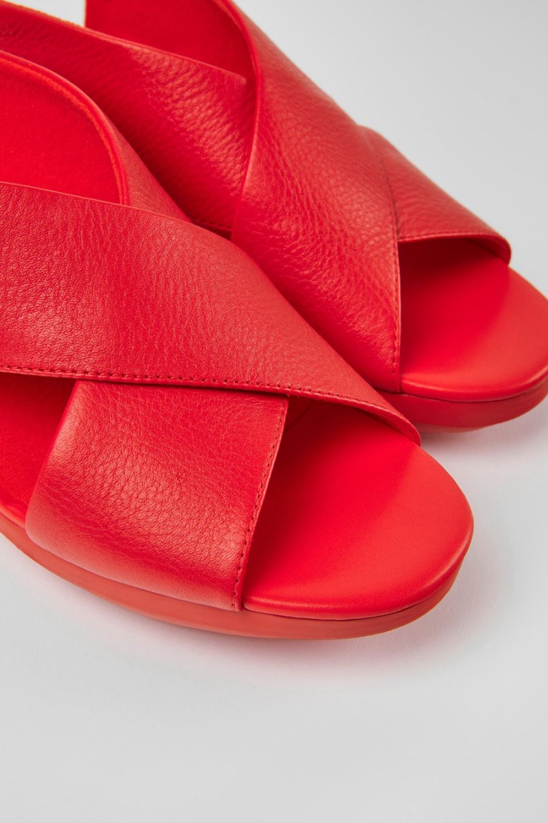 Sandalias Camper Balloon Cuero Mujer Rojas | IEGCA-7543