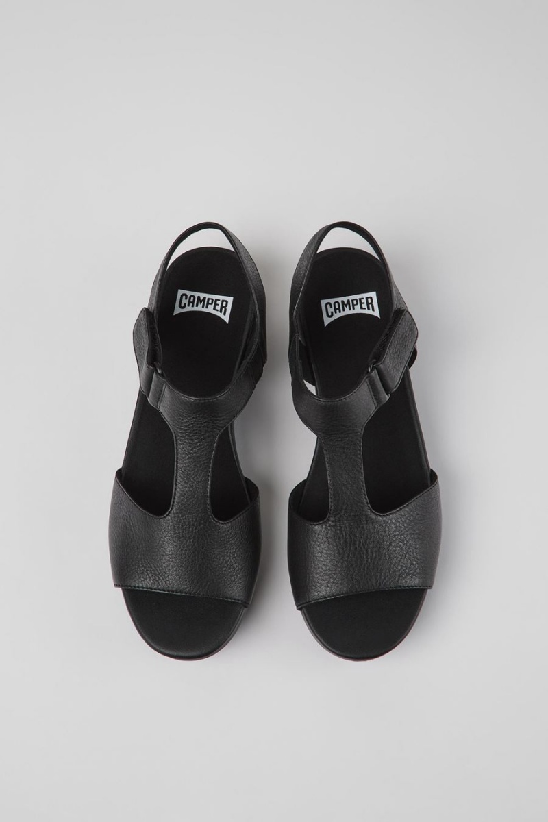 Sandalias Camper Balloon Tstrap Mujer Negras | XOFLI-3587