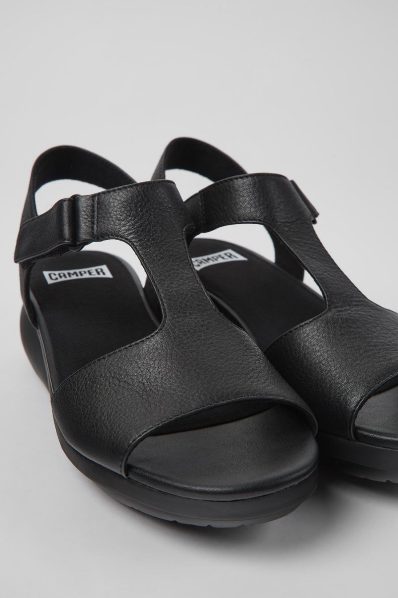 Sandalias Camper Balloon Tstrap Mujer Negras | XOFLI-3587