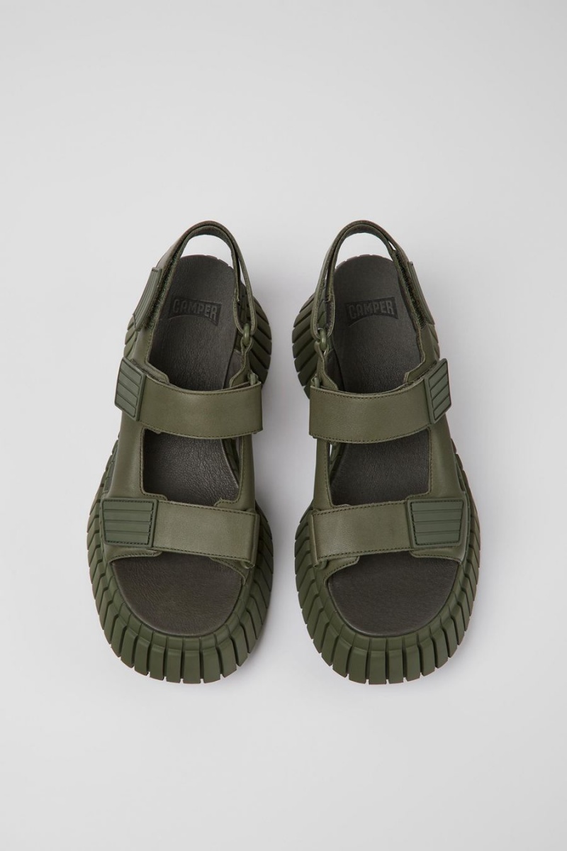 Sandalias Camper Bcn Cuero Mujer Verde | KGNCZ-9230