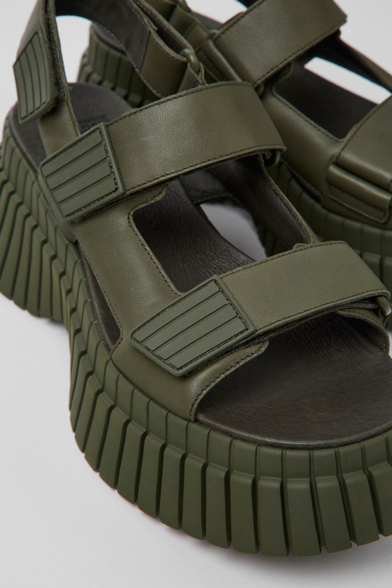Sandalias Camper Bcn Cuero Mujer Verde | KGNCZ-9230