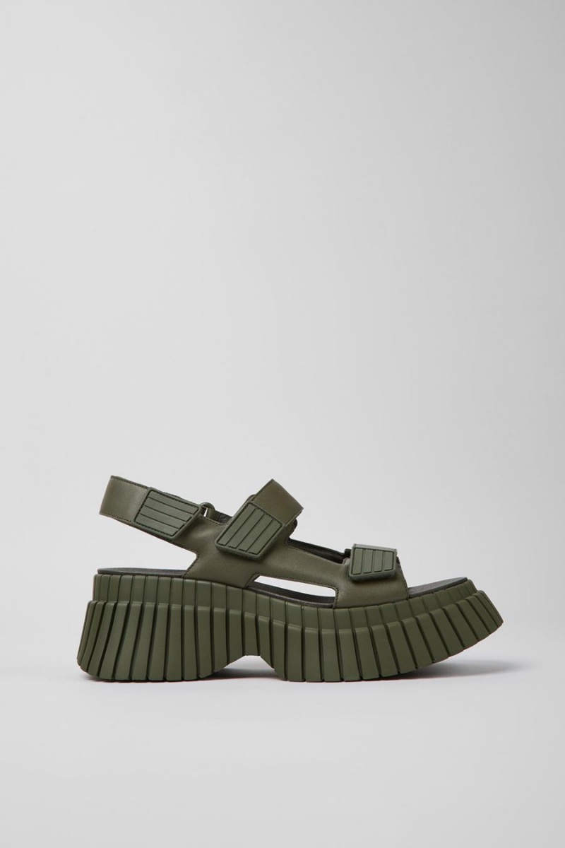 Sandalias Camper Bcn Cuero Mujer Verde | KGNCZ-9230
