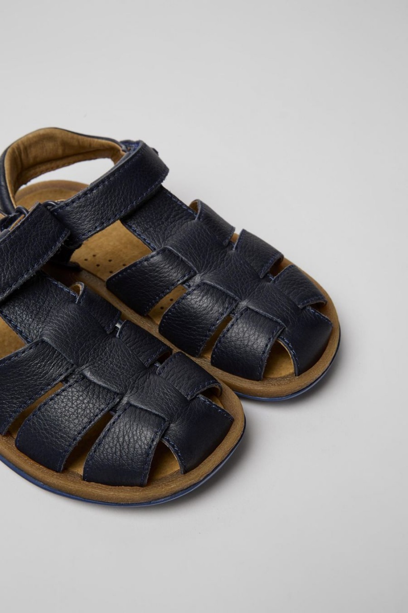 Sandalias Camper Bicho Cuero Niña Azul Marino | EUWNS-4921