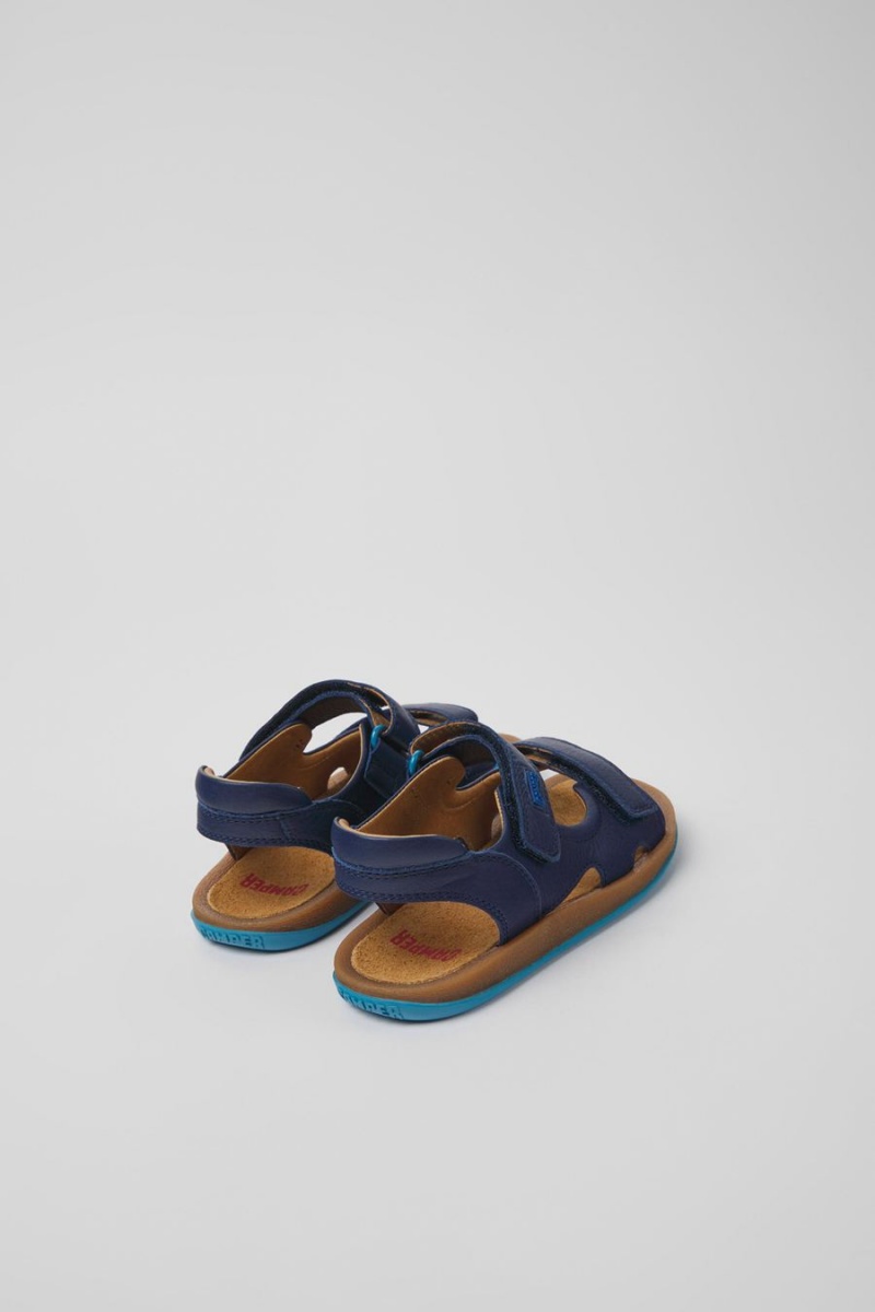 Sandalias Camper Bicho Cuero Niña Azules | HZKWE-6743