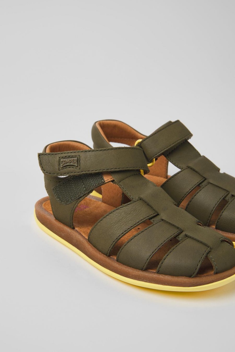 Sandalias Camper Bicho Cuero Niña Verde | BKAFX-2371