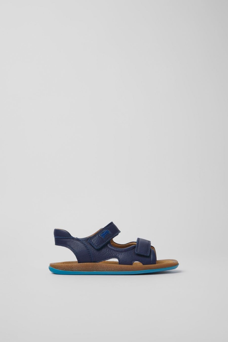 Sandalias Camper Bicho Cuero Niño Azules | JFIKU-6049