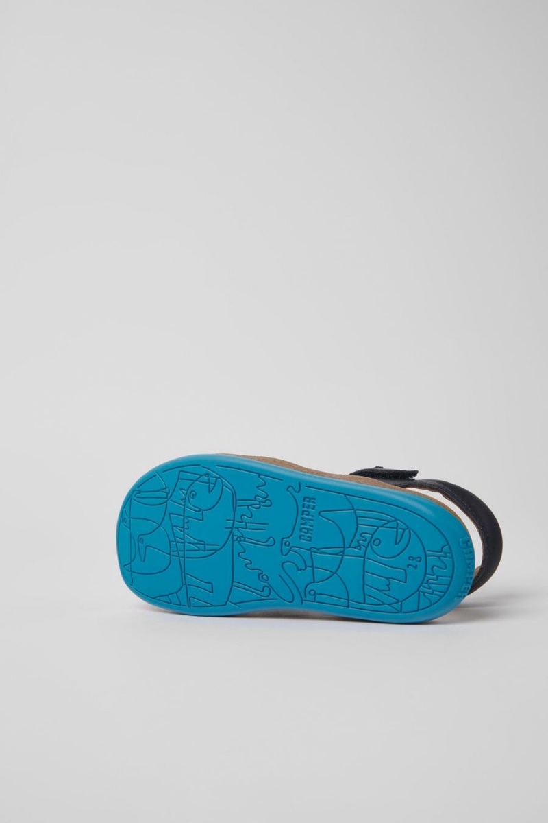 Sandalias Camper Bicho Cuero Niño Azules | NXQIZ-8402