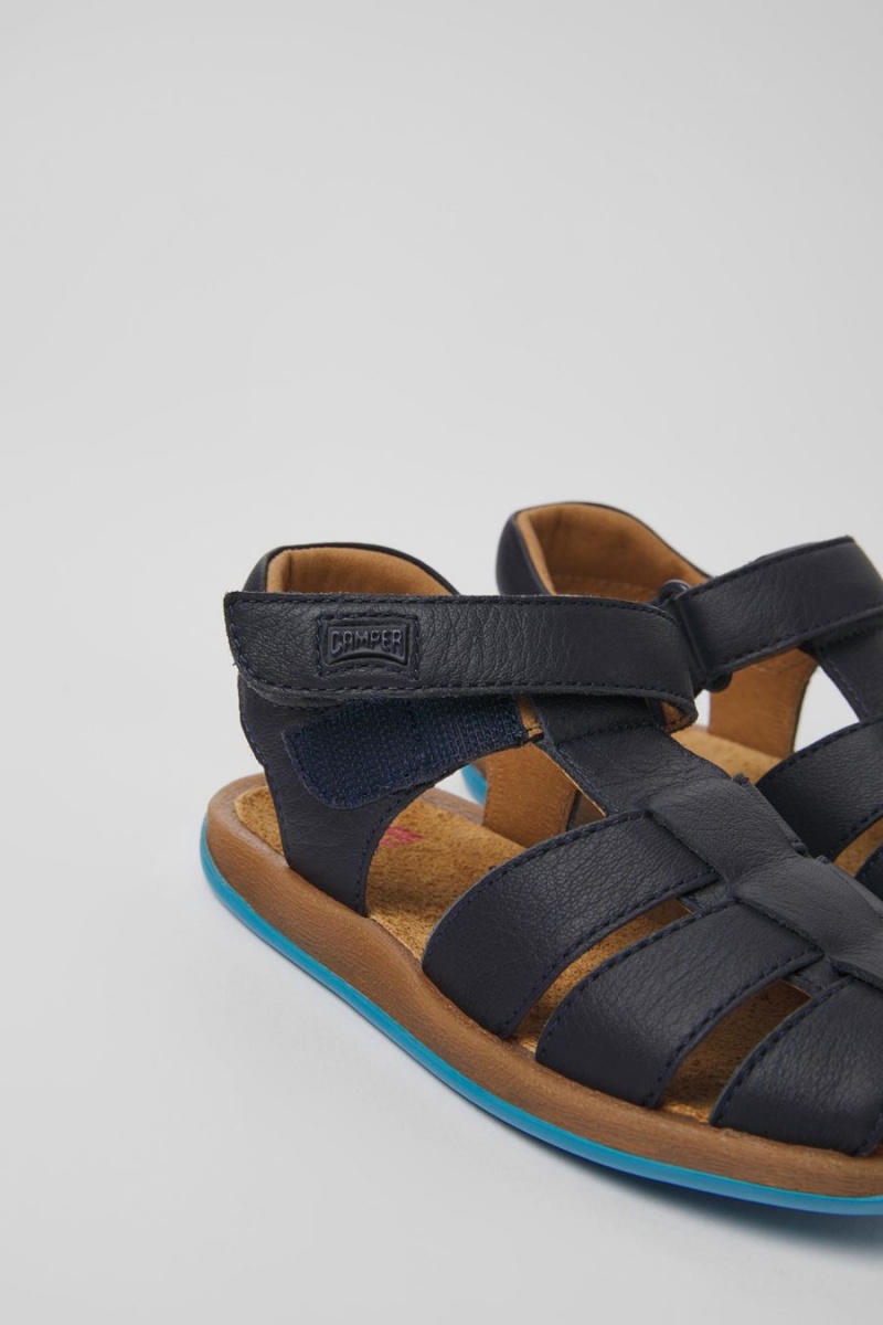 Sandalias Camper Bicho Cuero Niño Azules | NXQIZ-8402