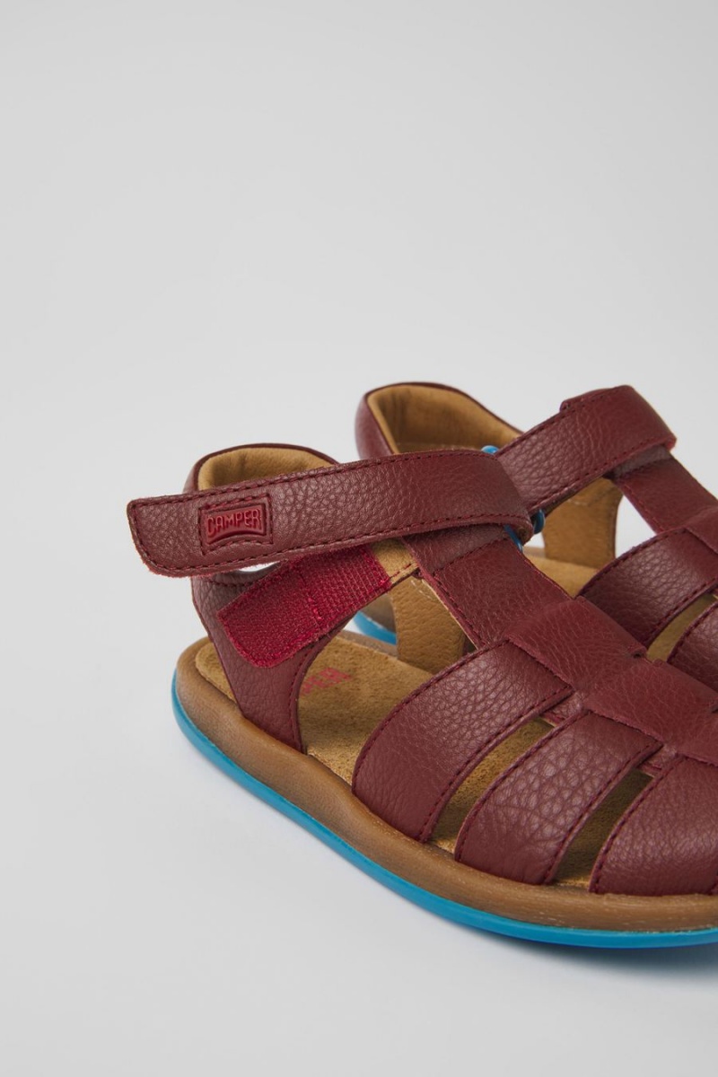 Sandalias Camper Bicho Cuero Niño Burdeos | VUFQT-5806