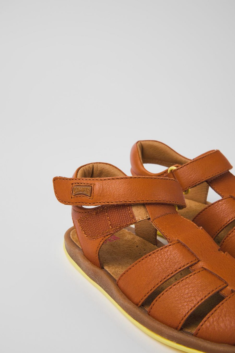 Sandalias Camper Bicho Cuero Niño Marrones | XVILS-7843