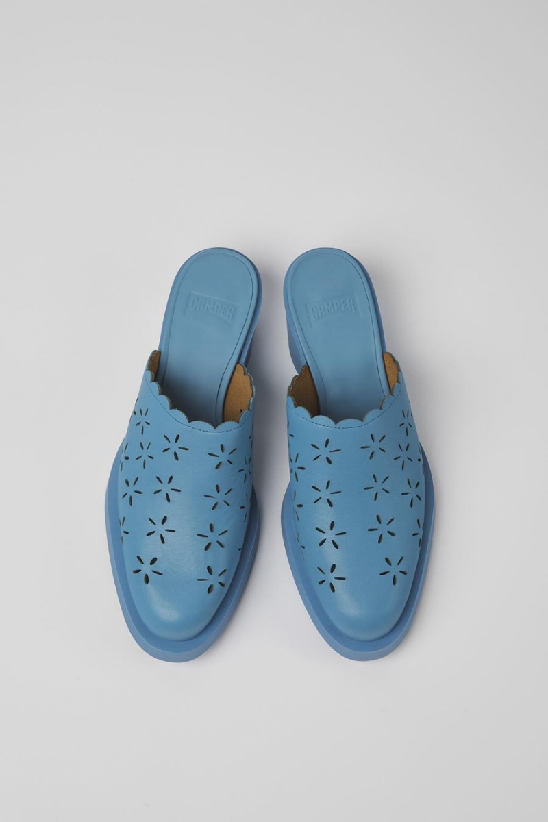 Sandalias Camper Bonnie Cuero Mules Mujer Azules | XQPWK-7425
