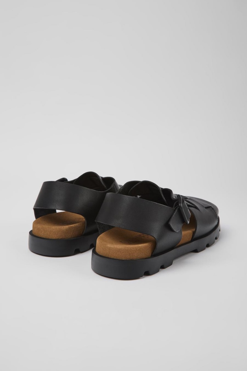 Sandalias Camper Brutus Cuero Hombre Negras | RCJGZ-4137