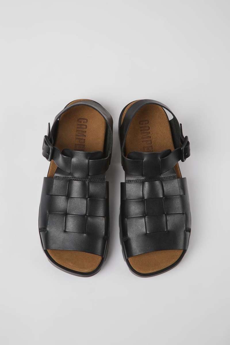 Sandalias Camper Brutus Cuero Hombre Negras | RCJGZ-4137