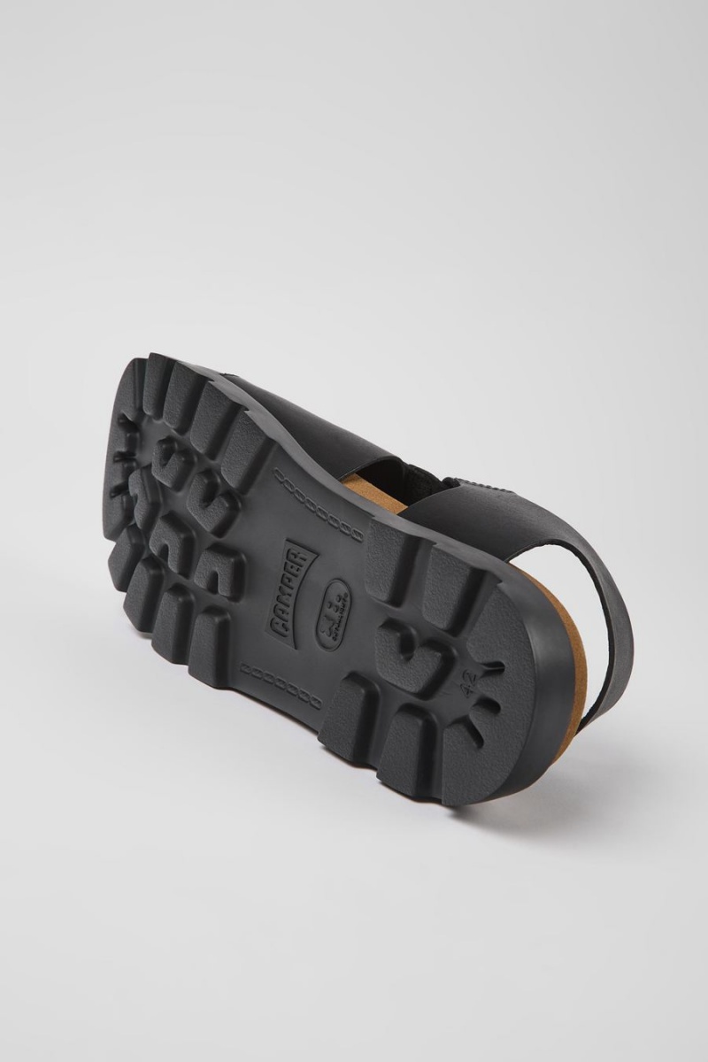 Sandalias Camper Brutus Cuero Hombre Negras | RCJGZ-4137