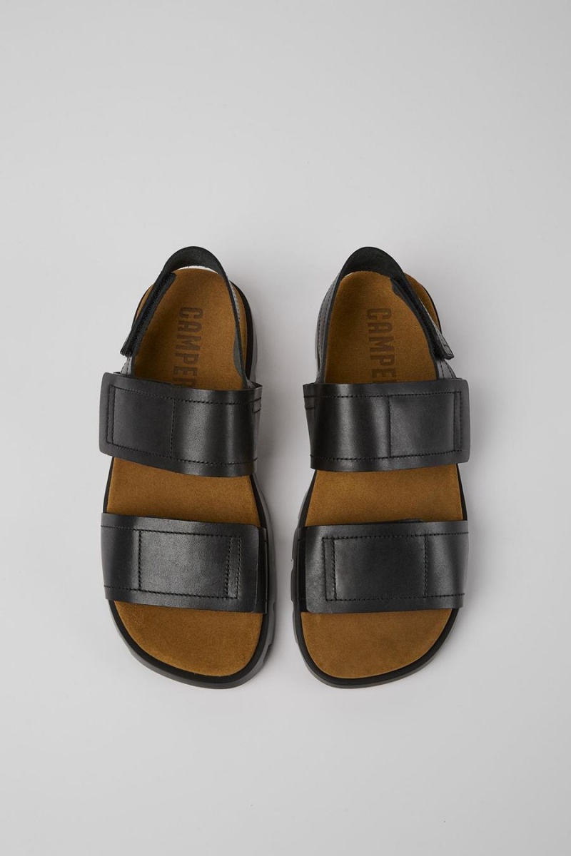 Sandalias Camper Brutus Cuero Hombre Negras | KQLFZ-4812