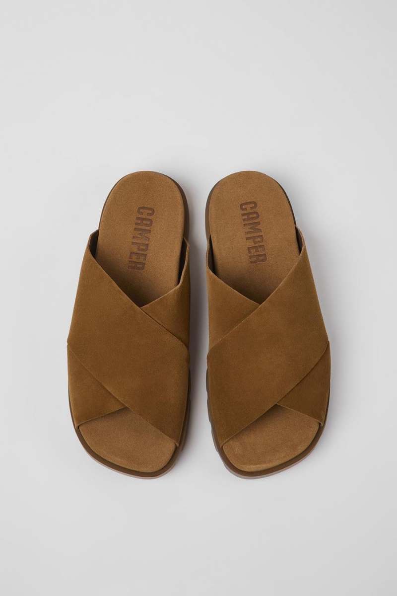 Sandalias Camper Brutus Nubuck Hombre Marrones | SNRPJ-9156