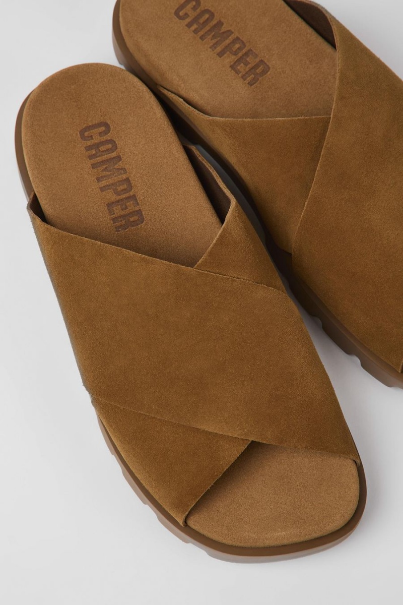 Sandalias Camper Brutus Nubuck Hombre Marrones | SNRPJ-9156