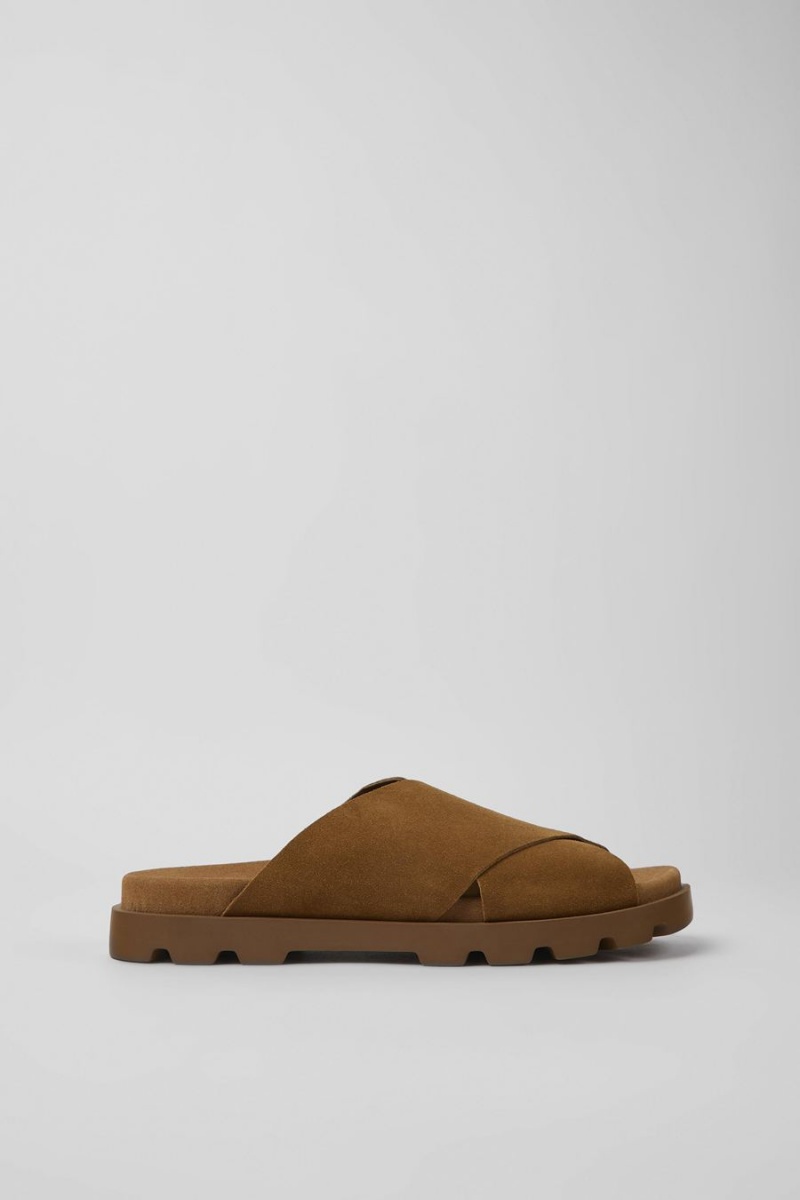 Sandalias Camper Brutus Nubuck Hombre Marrones | SNRPJ-9156