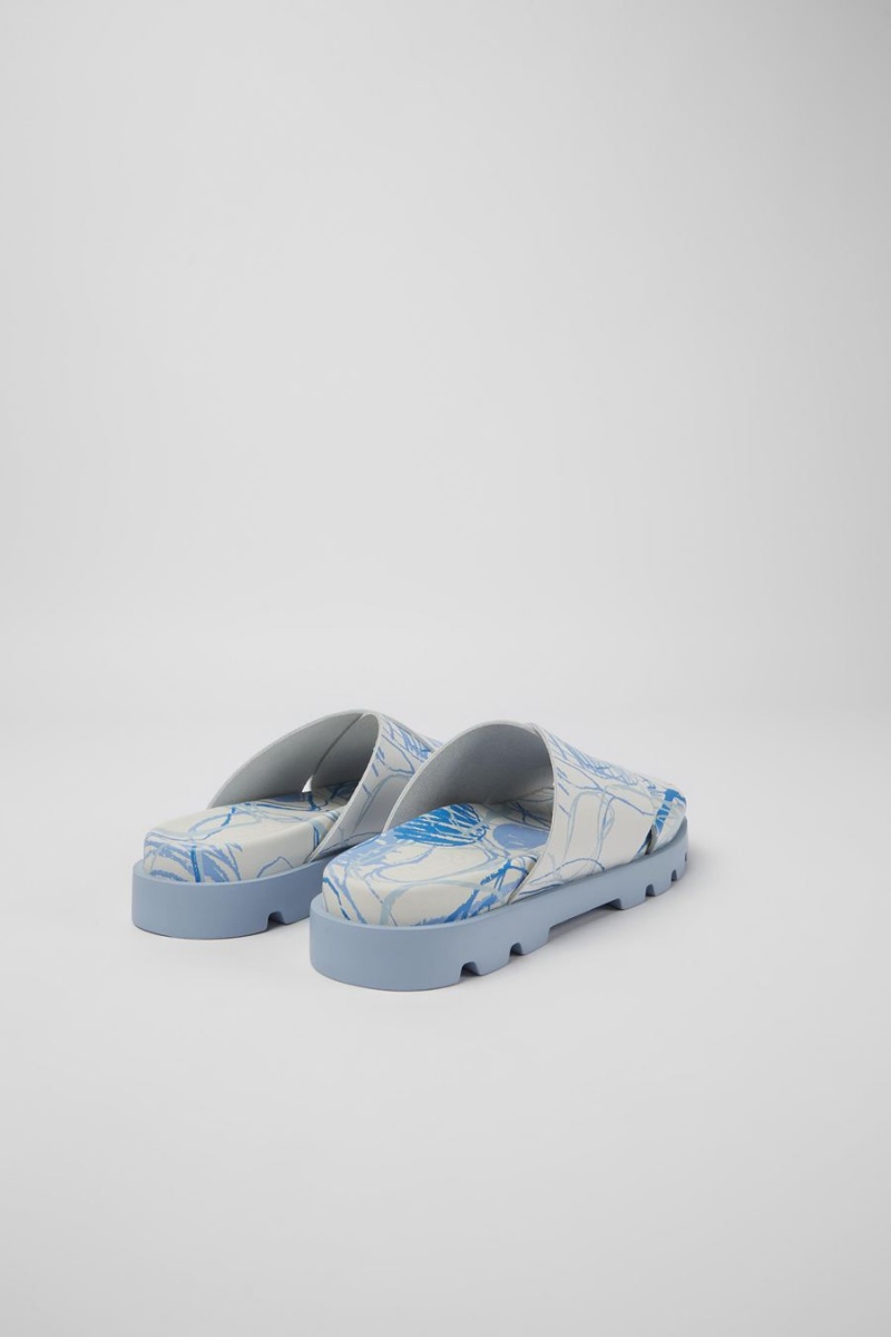 Sandalias Camper Brutus Printed Cuero Mujer Azules | NMVUC-0624