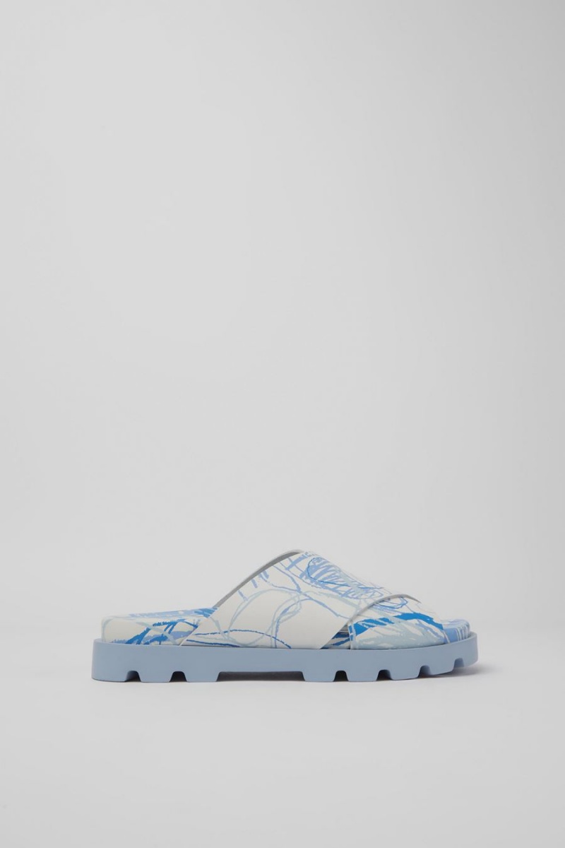 Sandalias Camper Brutus Printed Cuero Mujer Azules | NMVUC-0624
